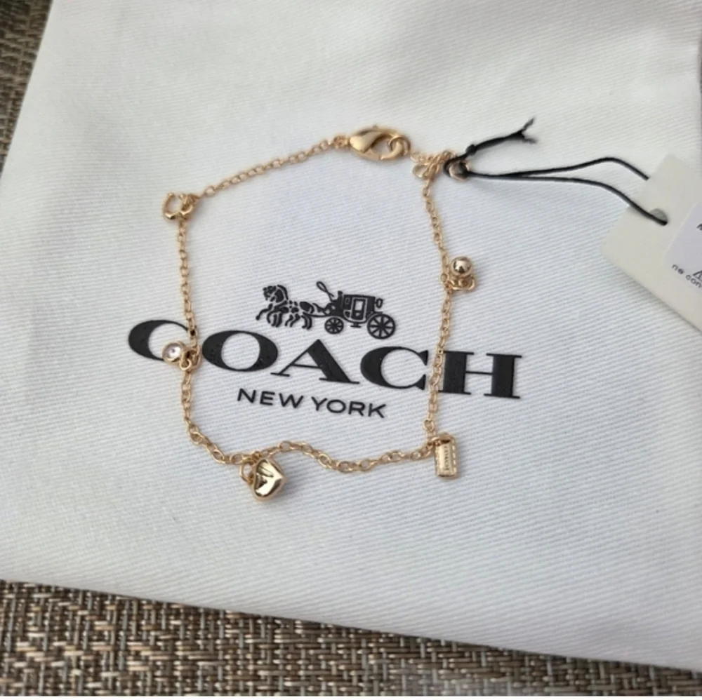 NWT Coach Gold Women's Signature C Charm Bracelet - Picture 5 of 7